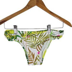 TRINA TURK It’s Bananas Twist Side Hipster Bikini Bottoms White Green Size 4 NWT